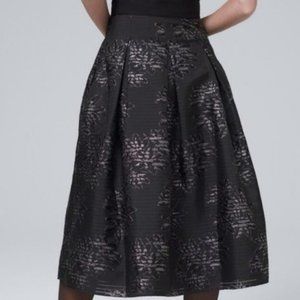 NWOT White House Black Market Metallic Shadow Stripe Full Skirt